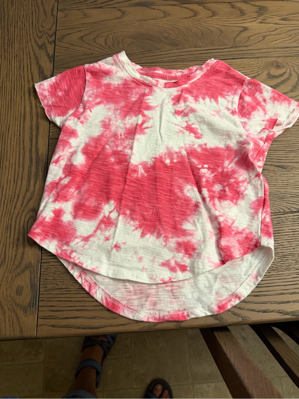 Kids Tie-Dye Short Sleeve Top - Pink & White